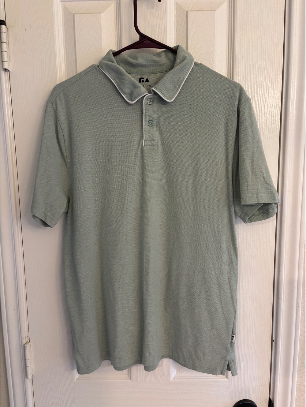 Free Assembly Men's Size M Tipped Pique Polo Shirt Sage Green Casual